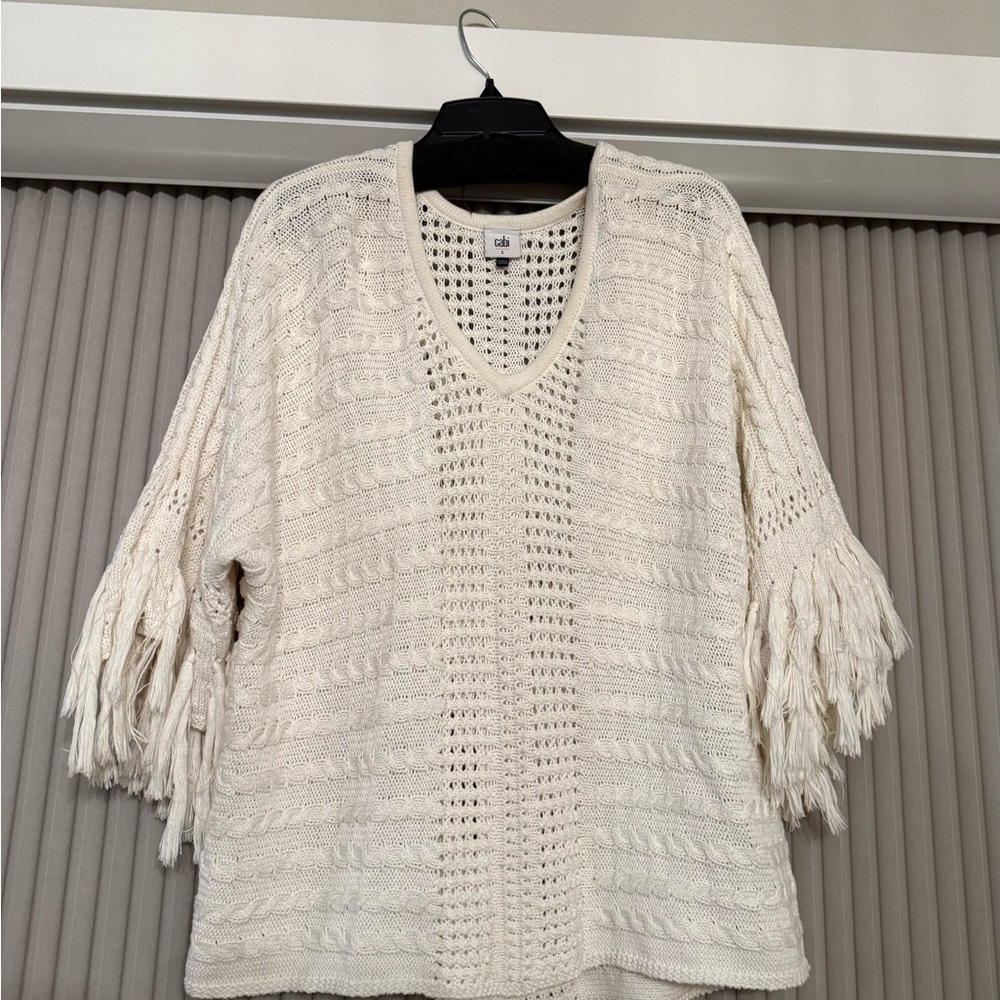 CAbi Cream Knit Poncho Sweater